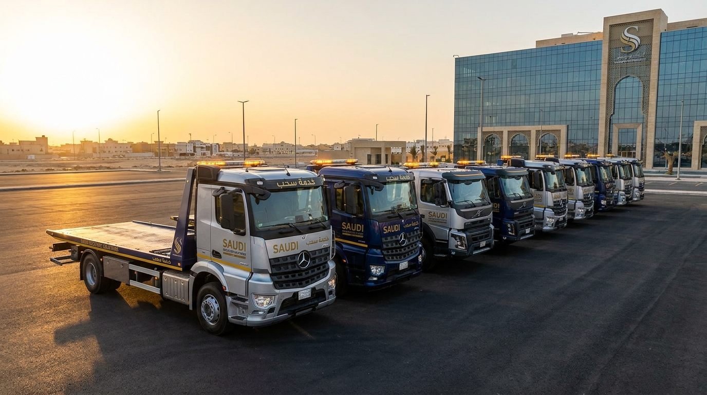 Fleet of hydraulic flatbeds ready for dispatch